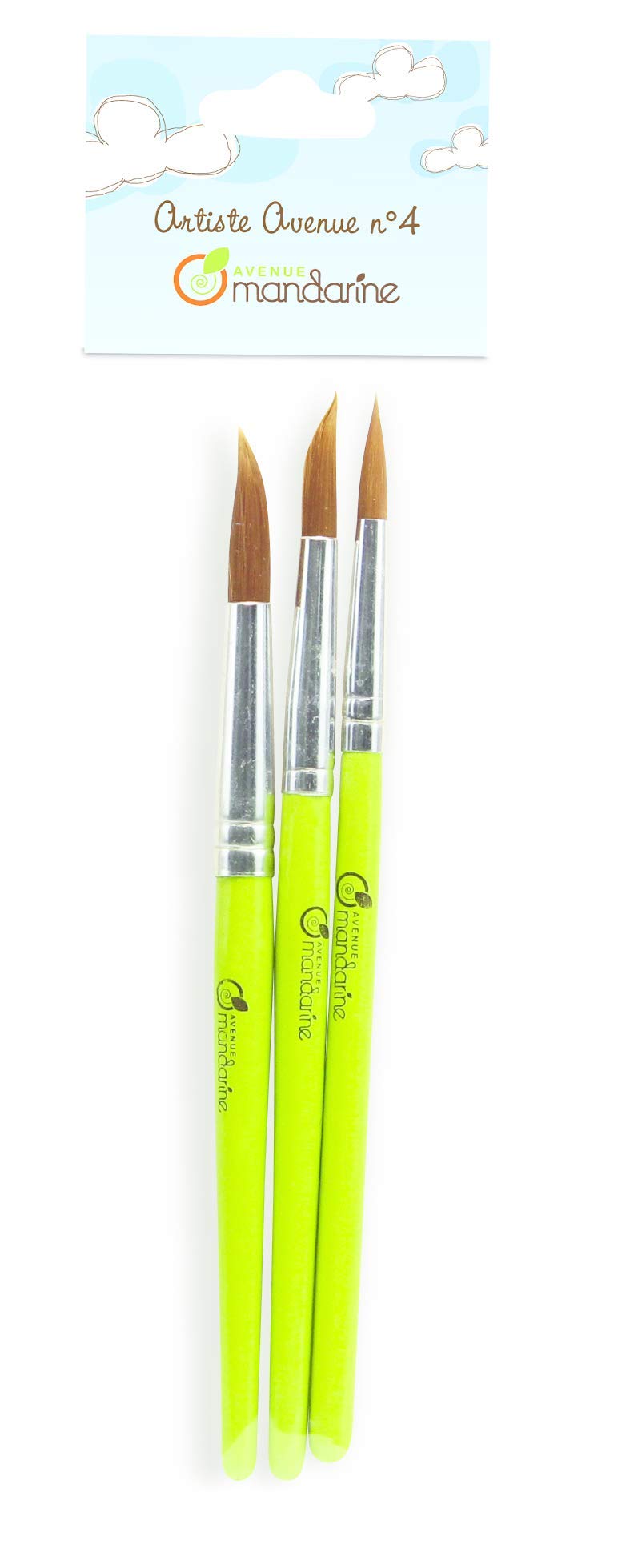 Avenue Mandarine 52531O - Set of 3 BROSSE brushes - Used to apply paint easily and evenly - Arts and Crafts Accessories for Children - Creative Activity