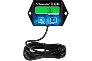 Runleader Backlight Hour Meter Tachometer, Maintenance Reminder, Battery Replaceable, User Shutdown,Use for Lawn Mower Tracto