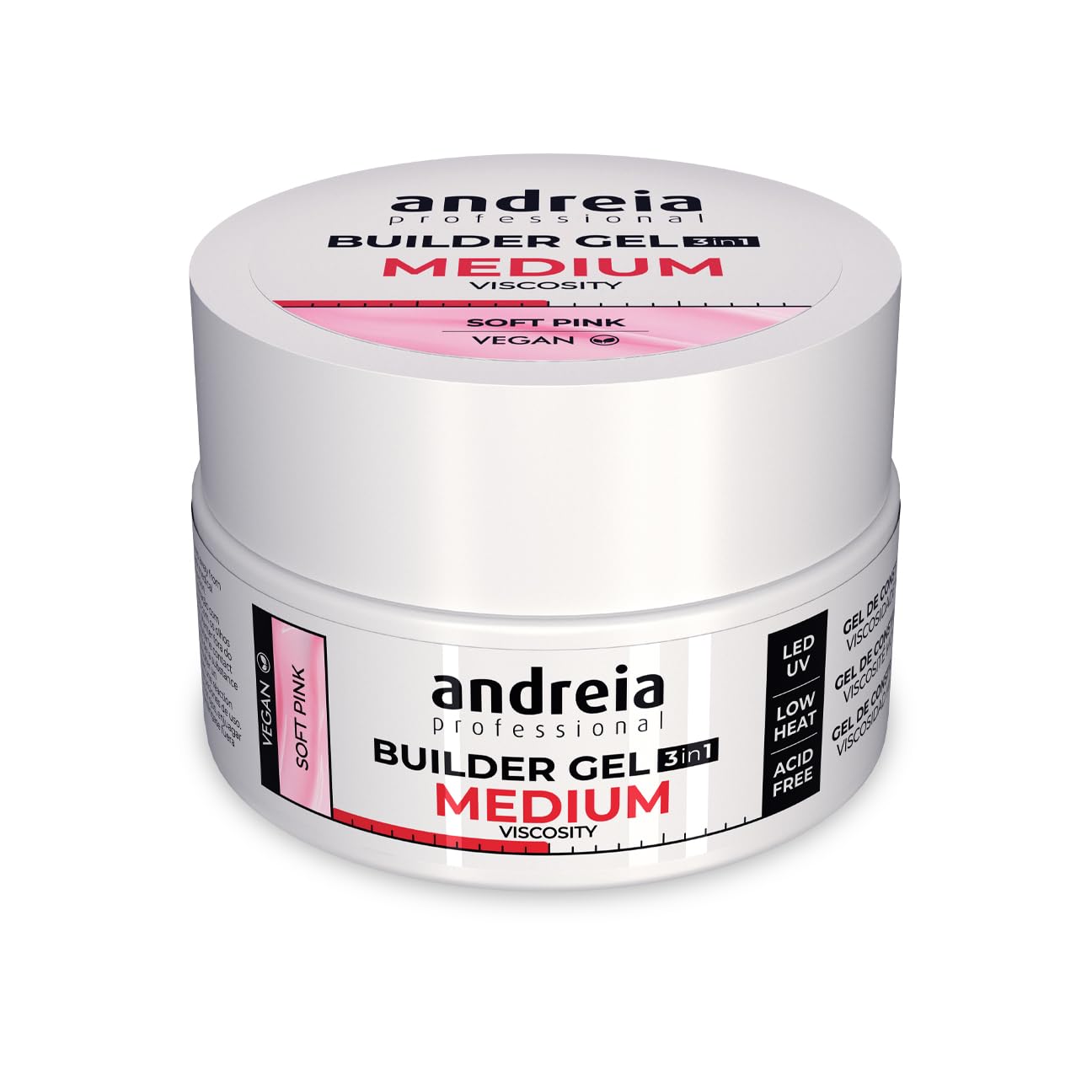 Andreia Professional Nail Gel Builder Medium Viscosity Construction - Best as Builder Gel Base and Top Coat Polish LED & UV Nail Art Kit - Soft Pink 22g