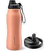 AQUABEE Insula Stainless Steel Water Bottle with Spout & Straw lid, BPA Free & Leakproof, Double Walled Vacuum Insulated water bottle for Sports, Bike, Travel & Hiking (Coral Sunset, 24 Oz)
