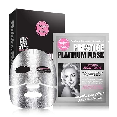 Faith in Face 10 Pcs Prestige Platinum Silver Premium Moist Care Foil Face Sheet Mask Pack, Skin Intensive Treatment Hydration Brightening Skin