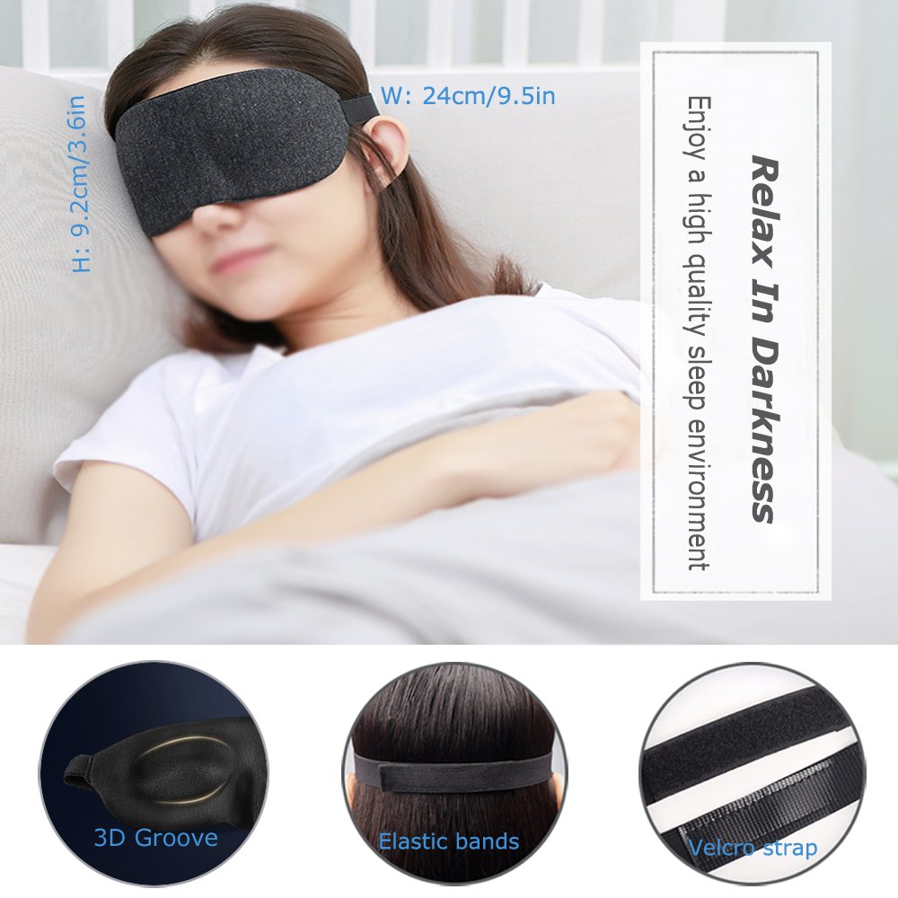 Sleep Mask 3D Eye Mask for Sleeping with Anti-noise Earplugs Super Soft Blindfold Eye Shades for Men Women Students Using at Home Travel Office Naps Shift Work