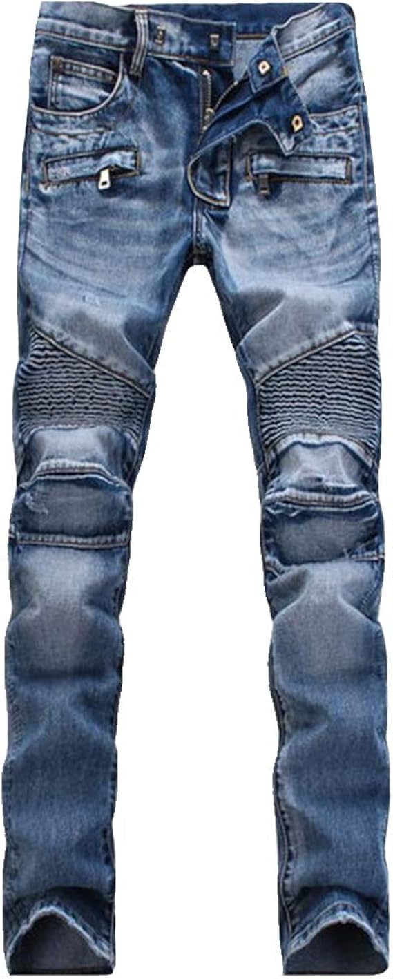 Amazon Longbida メンズ 細身 ジーンズ バイクパンツ ダメージ ジーンズ オートバイ ロング パンツ デニムパンツ コットンパンツ ジーパン カジュアル ストリート 春 夏 秋 冬 ブルー 30 ジーンズ 通販