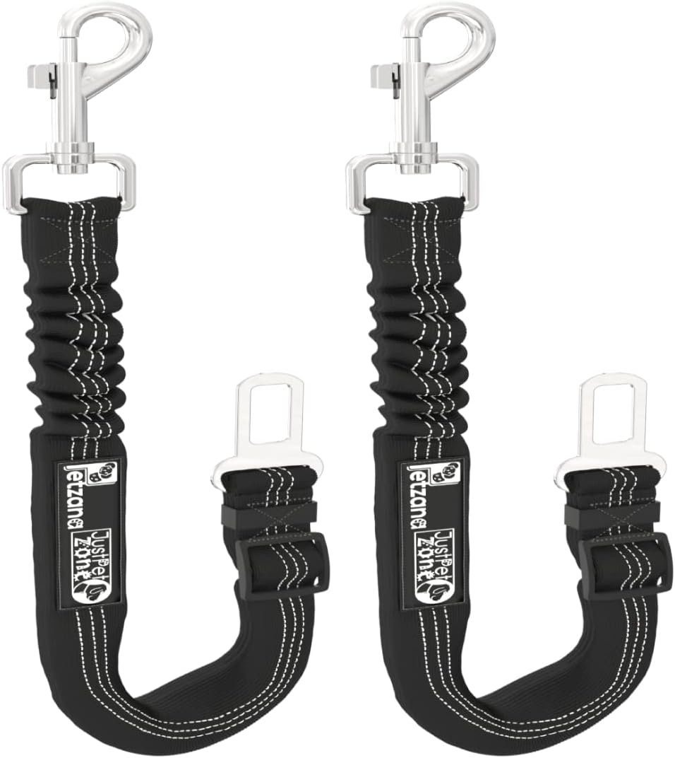Just Pet Zone 2 Pack Dog Seat Belt Car Harness Heavy Duty Elastic Adjustable