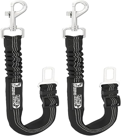 Just Pet Zone 2 Pack Dog Seat Belt Car Harness Heavy Duty Elastic Adjustable
