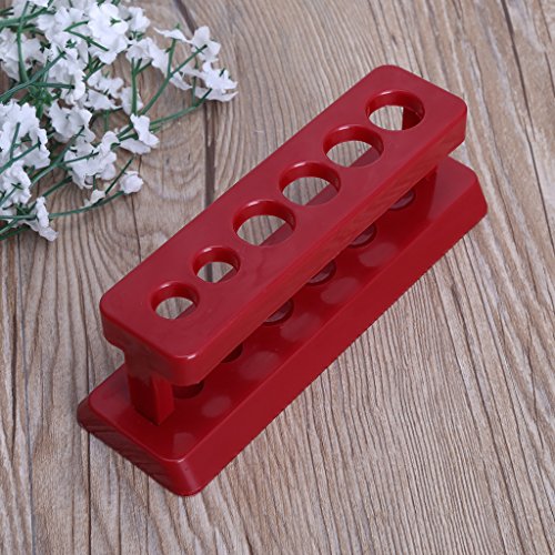 Milue 1pcTest Tube Holder 6 Hole Plastic Rack Red Stand Burette Stand Shelf Laboratory