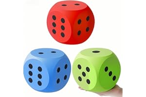 Halloscume 3 Pcs 6" Large Casino Foam Dice Set Jumbo Soft Foam Dice for Family Educational Night Giant Casino Party Decor Graduation Prom Birthday Party Supply(Blue, Red, Green)
