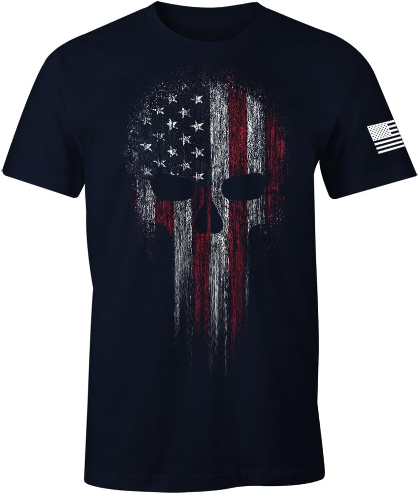 Fantastic TeesUSA American Skull Men's Patriotic T-Shirt