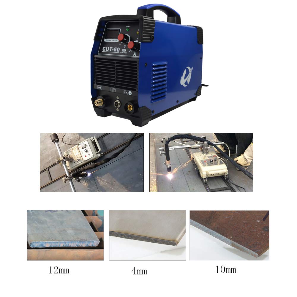 Plasma Cutter, CUT50 50 Amp 110V/220V Dual Voltage AC DC IGBT Cutting Machine with LCD Display and Accessories Tools
