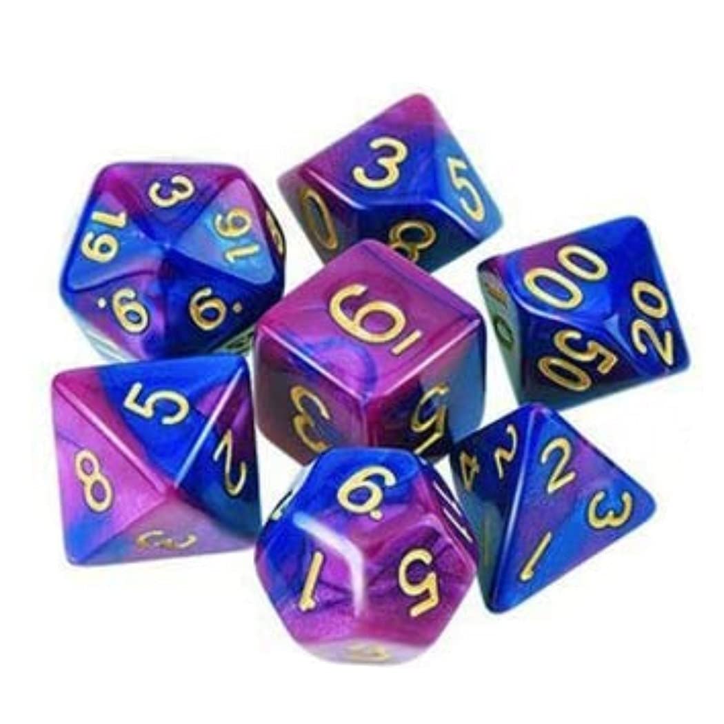 XSAJU TRPG ダイス 多面体ダイス サイコロ 7個入り 4面 6面 8面 10面 12面 20面 カードゲーム テーブルゲーム 知育 (青×紫) の商品画像