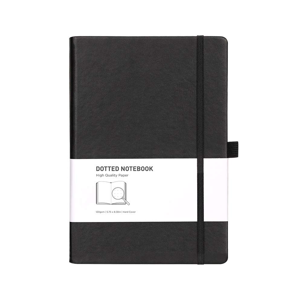 RETTACYDotted Notebook - A5 Dotted Grid Journal with 256 Pages,120gsm Thick Paper,8 Perforated Pages,Smooth PU Leather,Inner Pocket,5.75'' × 8.38''
