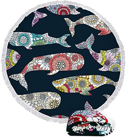 Girls Round Roundie Cute Beach Towels Unicorn Sea Collections Blankets Yoga Picnic Mat Oversized Funny Novelty With Long Fringe Tassels