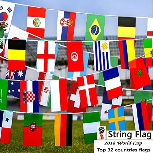Yafeite 2018 FIFA World Cup String Flag Banner Bunting,Russia World Cup Top 32 Teams Flags,For Fan Clubs, KTV,Sports,Restaurants,Game Night Decorations
