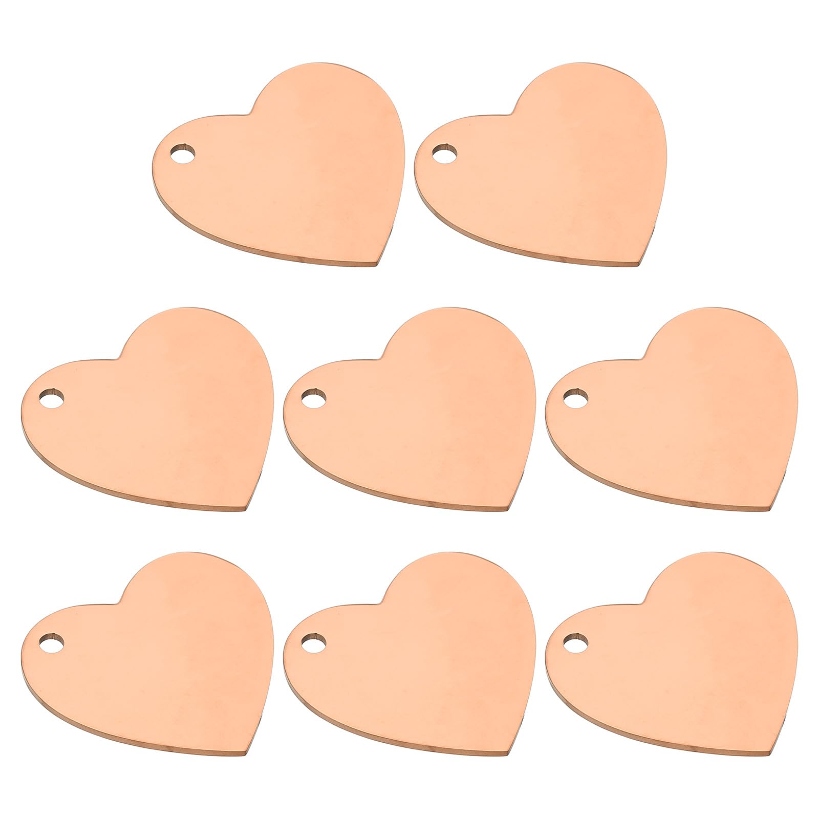 PATIKIL 8pcs Heart Charm, 5mm Heart Pendant Metal Stamping Blanks Tags Stainless Steel Blank Stamping Tags Pendant for Laser Engraving, Rose Gold