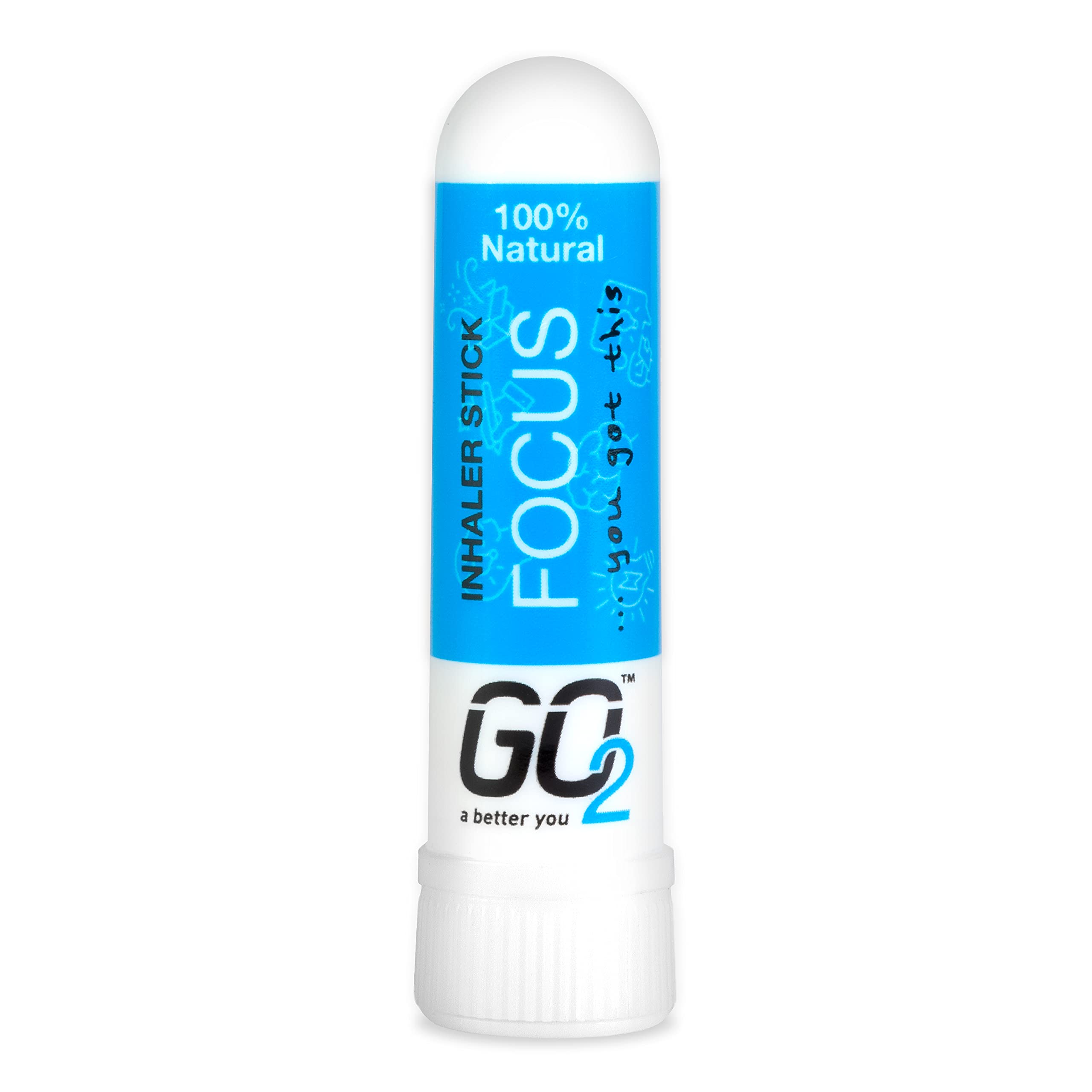 GO2 Inhaler Focus Stick — Essential Oils for Convenient On-the-Go Use — 100% Natural, Synthetic-Free and Cruelty-Free (1ml Tube)