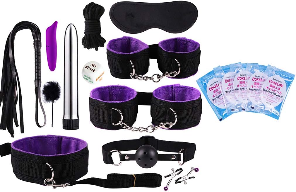 BUBUCAST 17 PCS Leather Set Special Binding Set Ondageromance Kit SNM Kit for Couple Adullt Toy