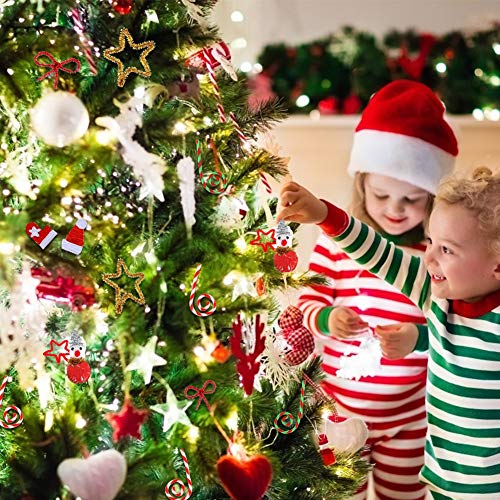 BigOtters Christmas Pipe Cleaners Set, 550PCS Craft Supply Including 200PCS Xmas Pipe Cleaners 200PCS 2-Style Pom Poms 100PCS Self Adhesive Wiggle Eyes and 50PCS Bells Snowflakes for DIY Art Project