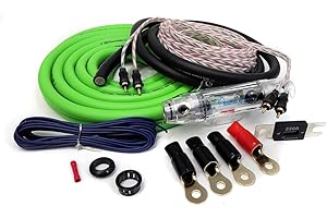 KnuKonceptz KCA 1/0 Gauge Complete 2 Channel Subwoofer Amplifier Installation Wiring Kit - Green