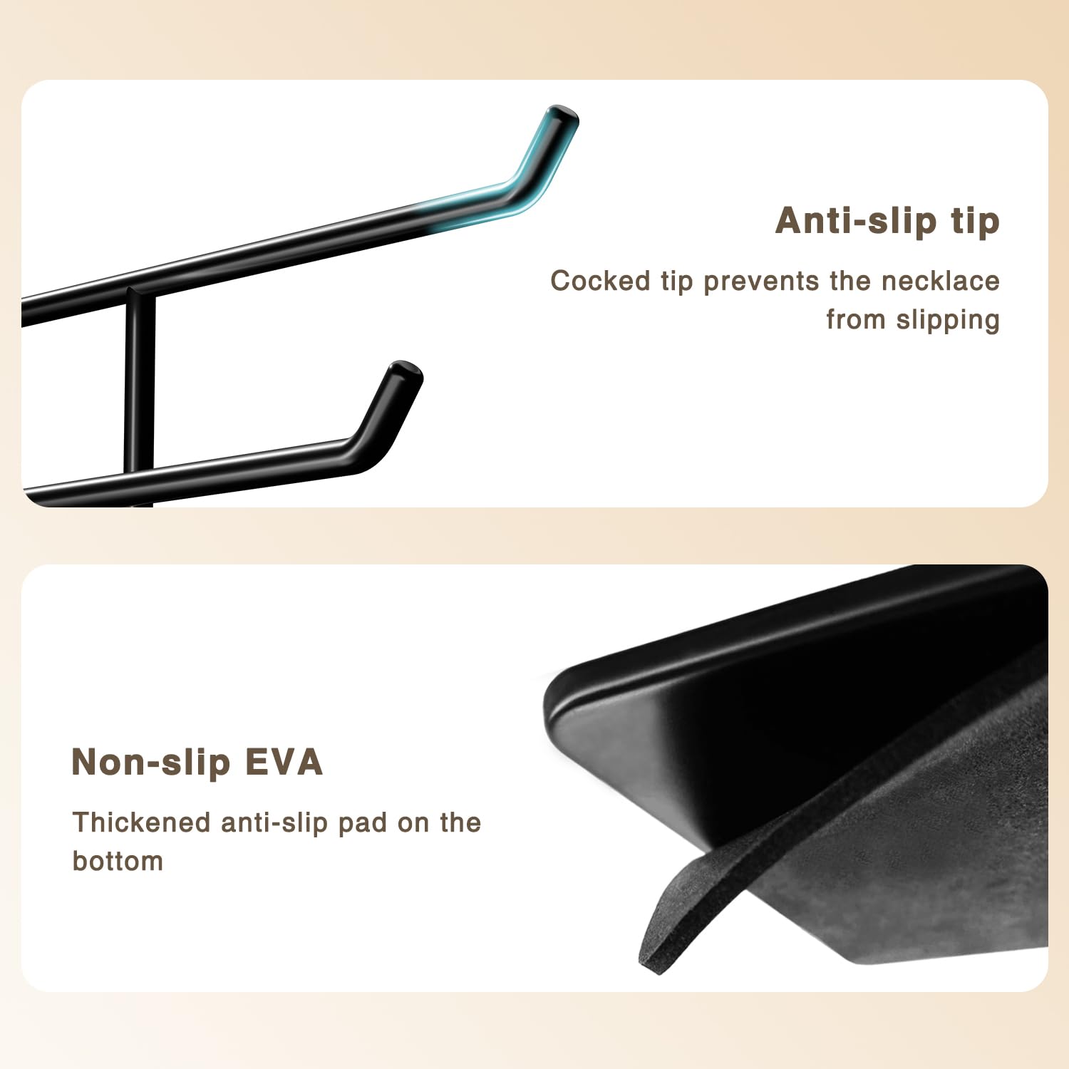 Bussdis Necklace Stand: Black Metal Necklace Organizer for Home Decor