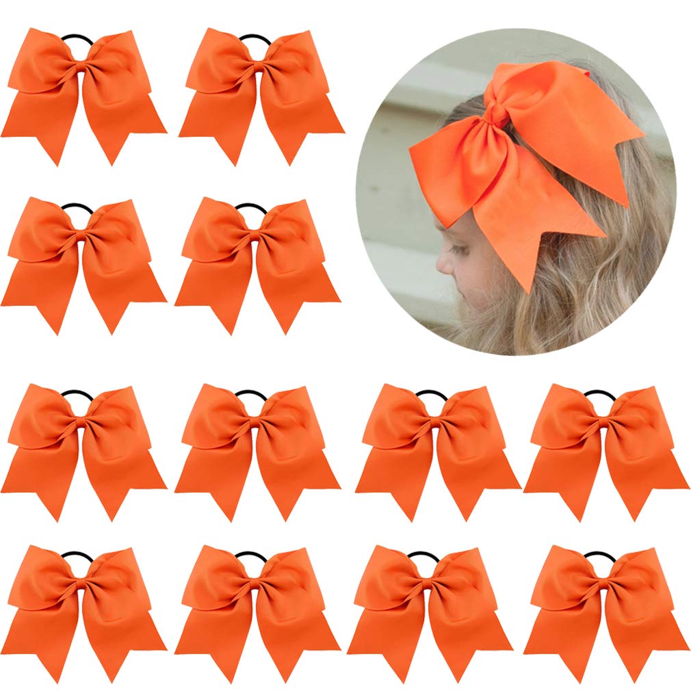 12 Pcs Large Cheer Bows 8" Bulk Hair Bow Accessories with