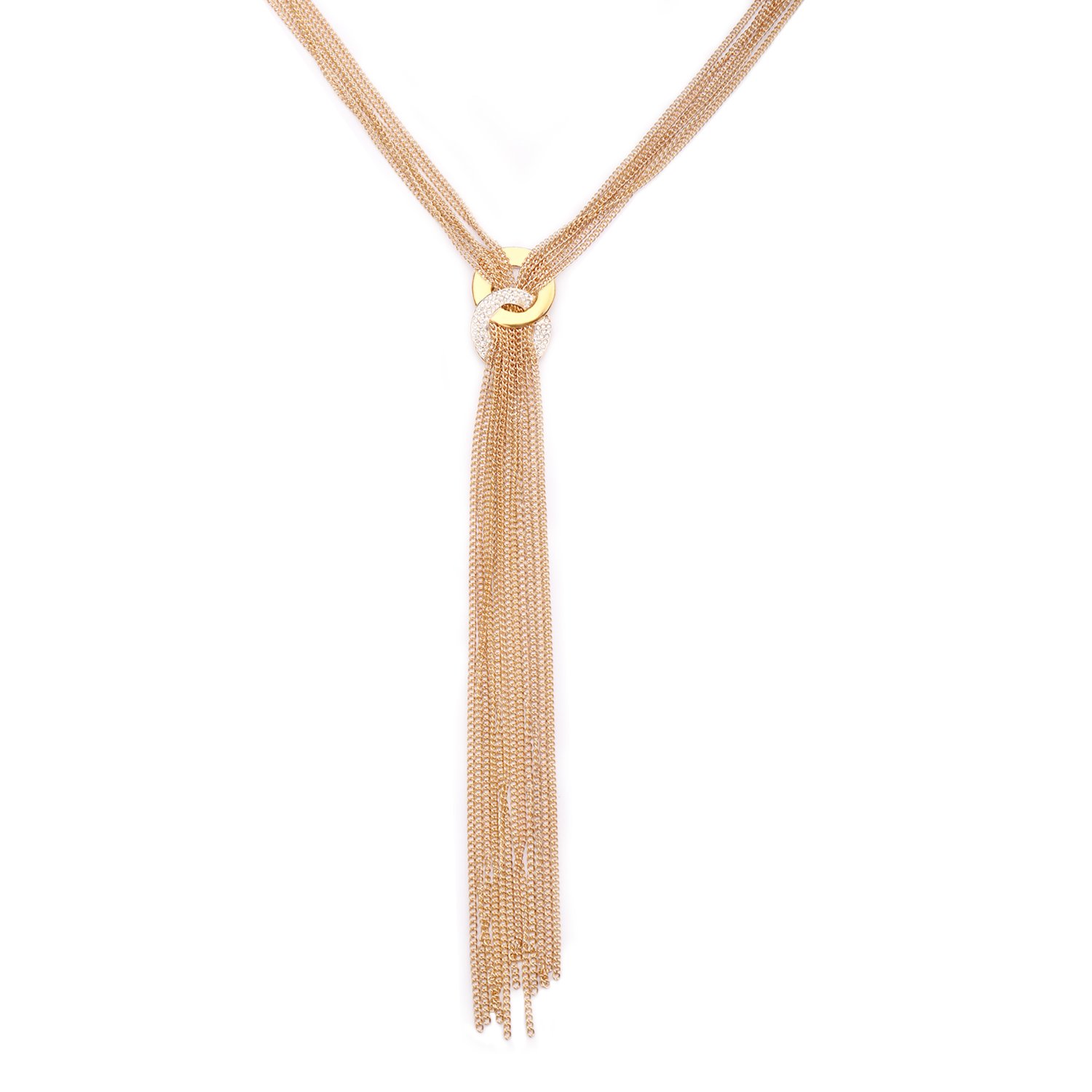 UHIBROS Ring And Chain Alloy Infinite Symbols Tassel Necklace Silver Gold Plated Pendant Long Chain Necklace For Women Gifts