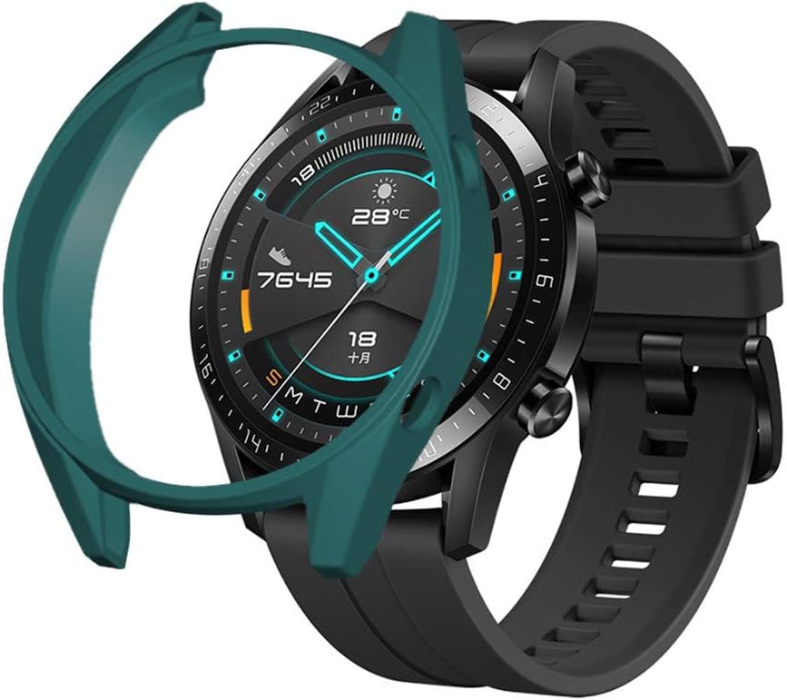 Compatible with Huawei-Watch GT2 46mm,TPU Thin Soft Protector Anti-Scratch Shock Absorption Bumper Watch Frame Case Cover