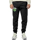 Brazil Crest - Brasil Futbol National Soccer Cup Unisex Drawstring Fleece Jogger Pants (XX-Large, Black)