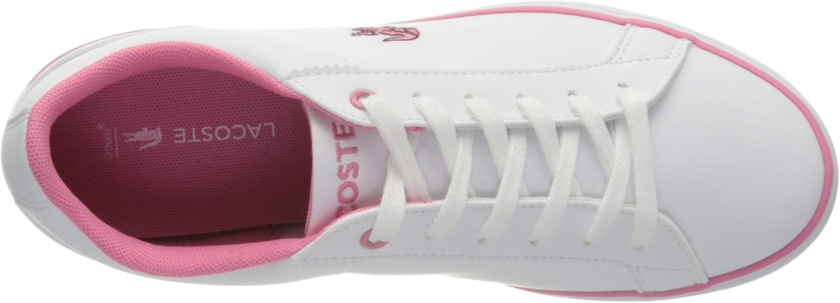 lacoste white and pink trainers