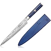 Cangshan Kita Series High Carbon X-7 Damascus Steel Sashimi Knife with Sheath 8-Inch, 501462