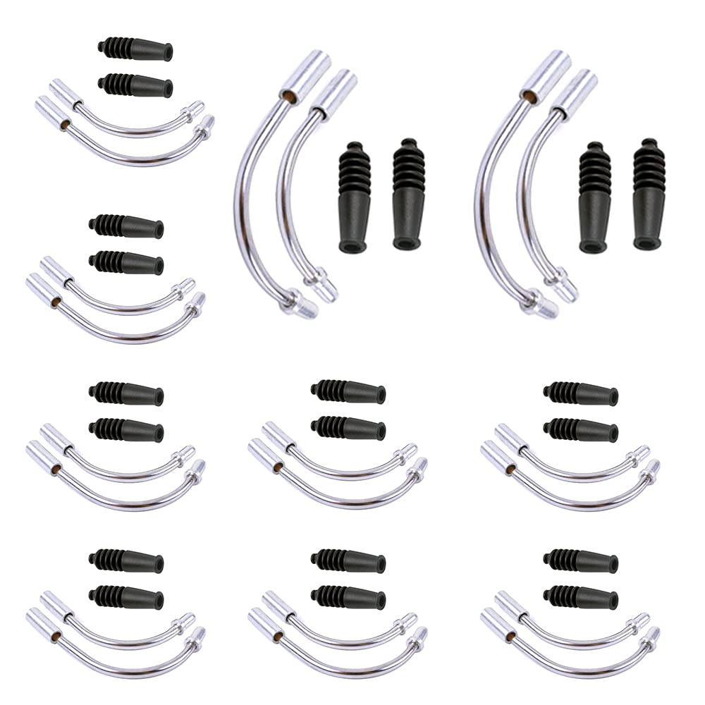 XNJIHWA 10 Sets Bike V Brake Noodle Cable Guide Pipe Stainless Steel Cable Bend Tube Pipe with Rubber Boots for Road Mountain Bicycle Repair Tool Accessories