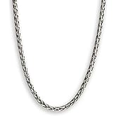 Solid 925 Sterling Silver Spiga Chain Necklace 1.5 mm - Oxidized Non-Tarnish Black Wheat Link Rope Chains for Men Women 18" 20" 22" Inch
