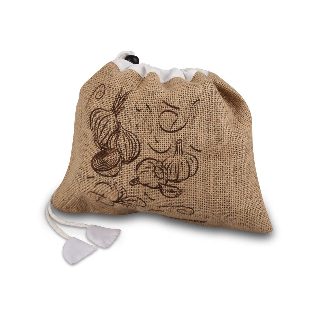 FACKELMANN Fruit/Vegetable Bag Small Jute Polyester Brown White Approximately 27.5 x 23 cm