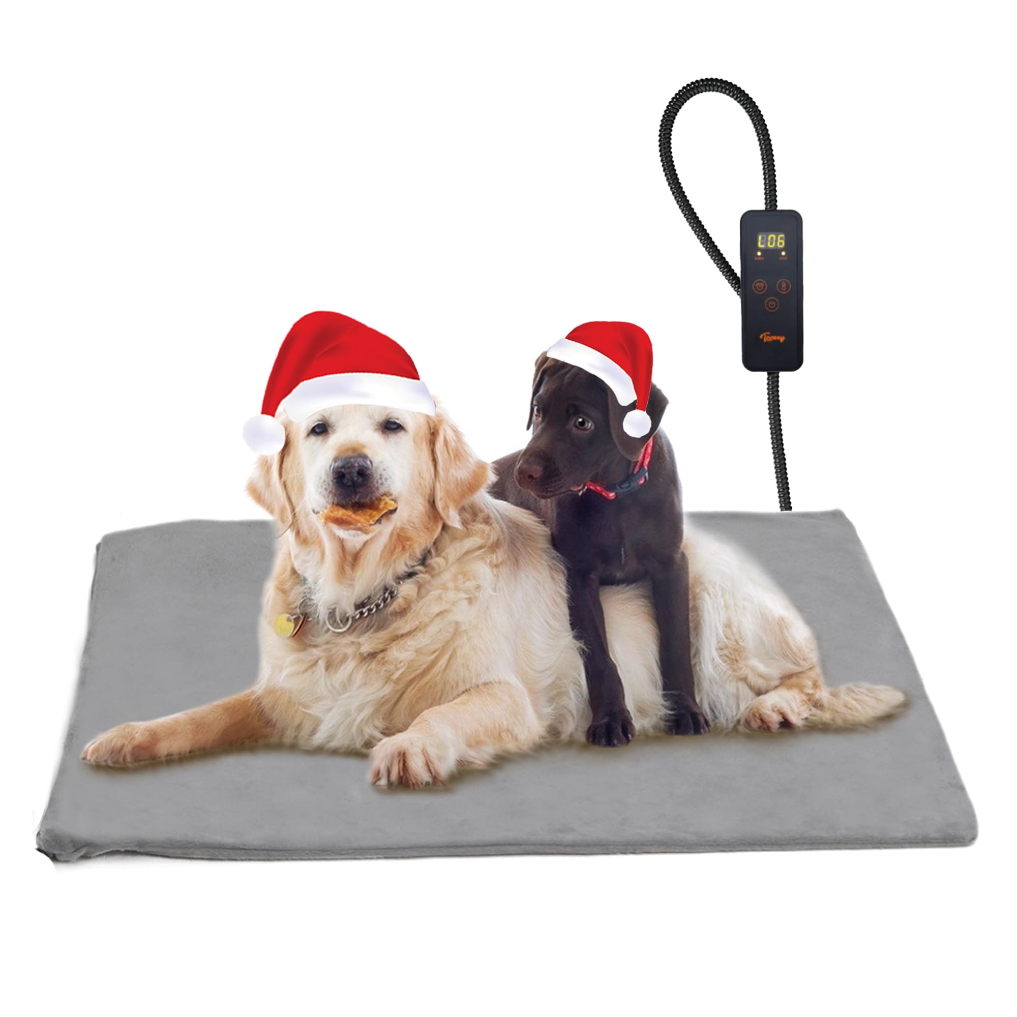 Toozey Dog Heat Pad Electric 120 * 70cm, 5 Adjustable Timer & 6 Adjustable Temperature, Safe Pet Heating Pad Mat with Crystal Velvet Cover, Waterproof, Ideal for Whelping/Puppy/Dogs and Cats, XXL
