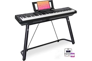 AODSK Digital Piano 88 Key Weighted keyboard Piano with Portable and stable U stand, Full Size Weighted Keyboard, with 3-Pedal Unit, 2x15W Stereo Speakers, MP3 Function, Black, Piano Lessons