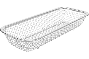Ipetboom Stainless Steel Kitchen Strainer Basket Rectangular Large Mesh Wash Basket for Fruits and Vegetables