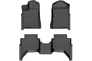 AZYT Floor Mats for 2024 2025 Ford Ranger Supercrew Cab All Weather Automotive TPE Liners Anti-Slip Waterproof Floor Liners Front & Rear Row Accessories Black