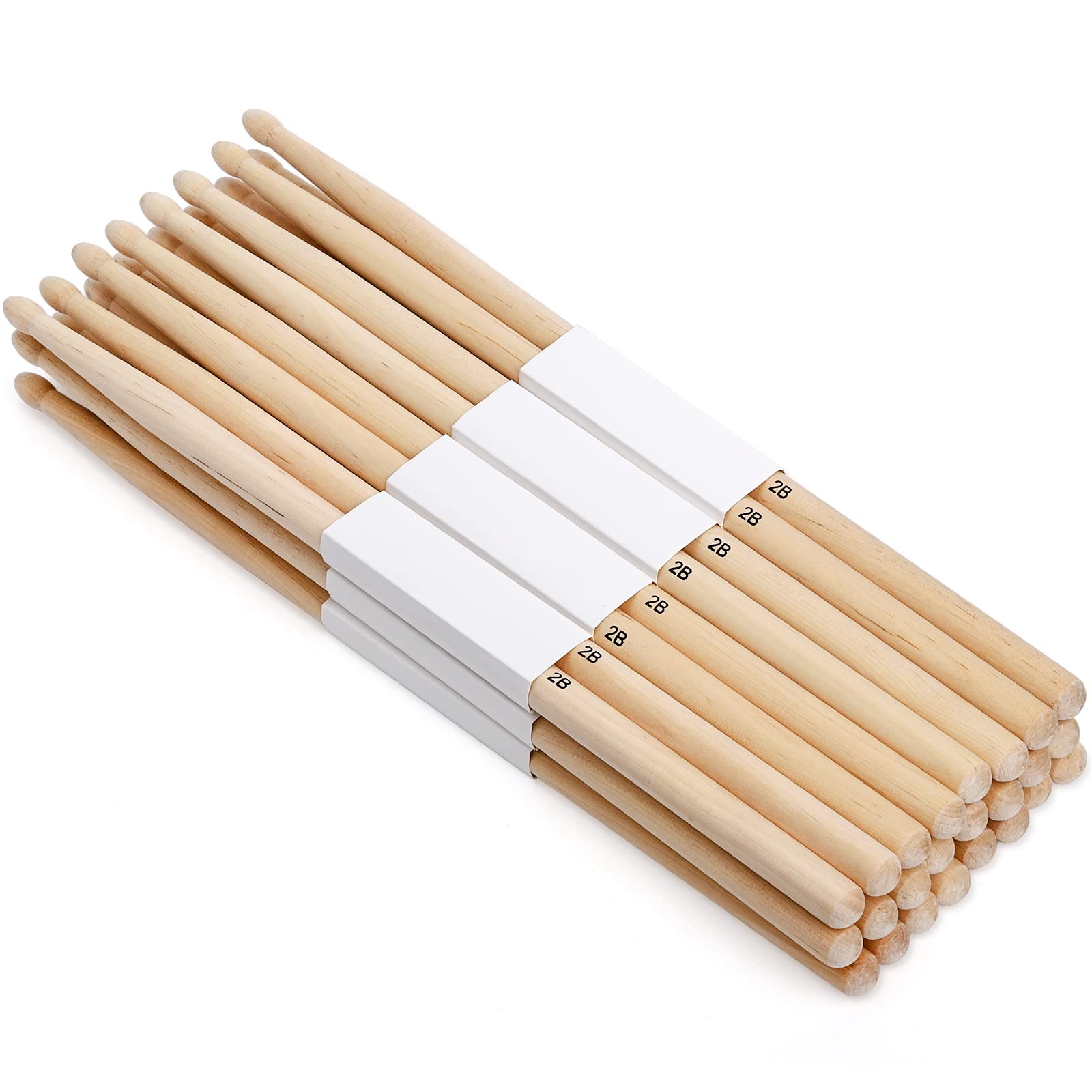 Suwimut 12 Pairs Drumsticks, Hard Maple 2B Wood Tip Drum Sticks, Exercise Drum Sticks for Adults and Beginners, Musical Instrument Percussion Accessories