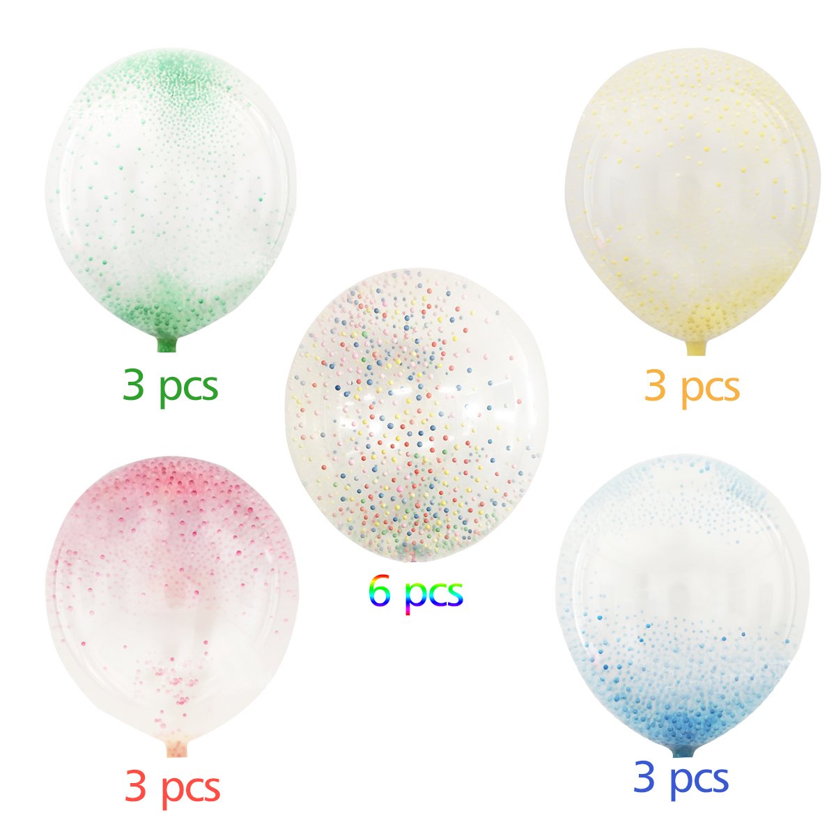 18pcs Ballons Transparent Multicolore Mousse en Latex pour Décoration Noël Fête D\'anniversaire Mariage