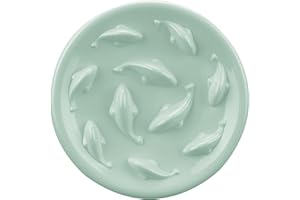 Slow Feeder Bowl for Cats and Small Dogs,Cilkus Fish Pool Design, Fun Interactive Bloat Stop Puzzle Feeder Bowl Healthy Eating Diet Made of Melamine Food Grade Material Dishwasher Safe (Green)