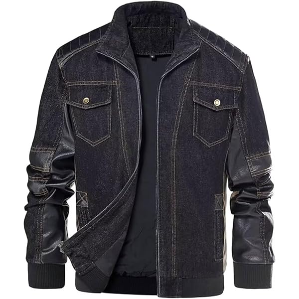QIQICITI Men's retro trendy personalized denim jacket