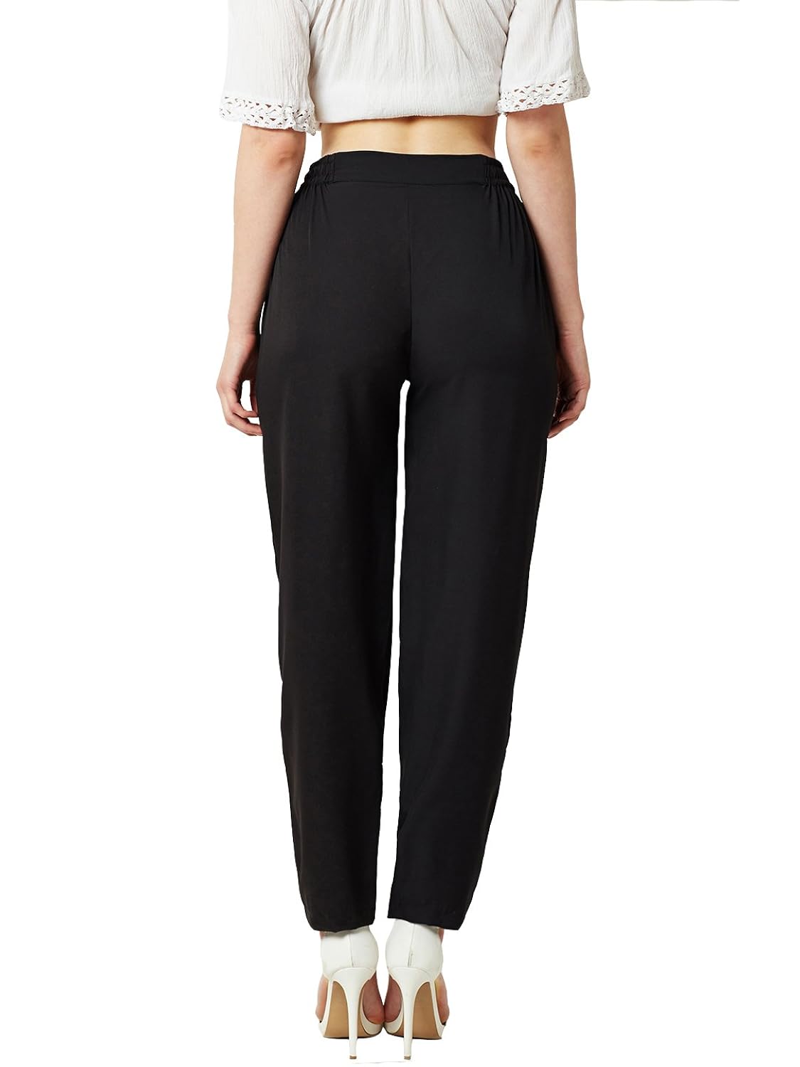 miss chase women's black solid straight pants