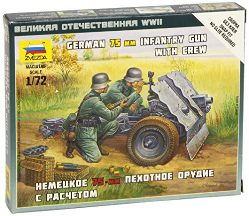 Zvezda Models German Infantry Gun with Crew, 75mm, Scale 1/72