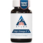 Ayush Herbs High Omega 3, 1000mg Per Capsule, Lemon Flavor, 60 Servings | Omega 3 Fish Oil EPA &amp; DHA Fish Oil Supplement for Women &amp; Men, Natural