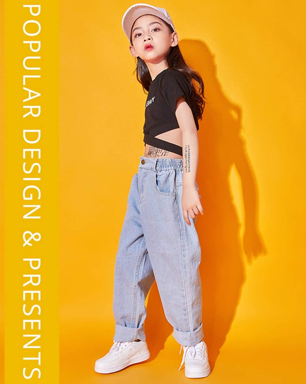 Amazon Co Jp キッズダンス衣装 ヒップホップ セットアップ キッズダンス 上下 キッズダンス トップス デニム生地 パンツ ガールズ 女の子 ダンス ストリート B系 Hiphop Dj パンツだけ 110 服 ファッション小物