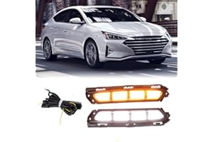 Dreamseek LED DRL for Hyundai Elantra 2019 2020 Daytime Running Light Driving Fog Lamp with Turn Signal