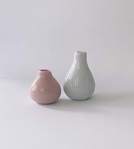 Macy Mae Dollhouse Miniature Vase Set 1:12 Scale White and Pink