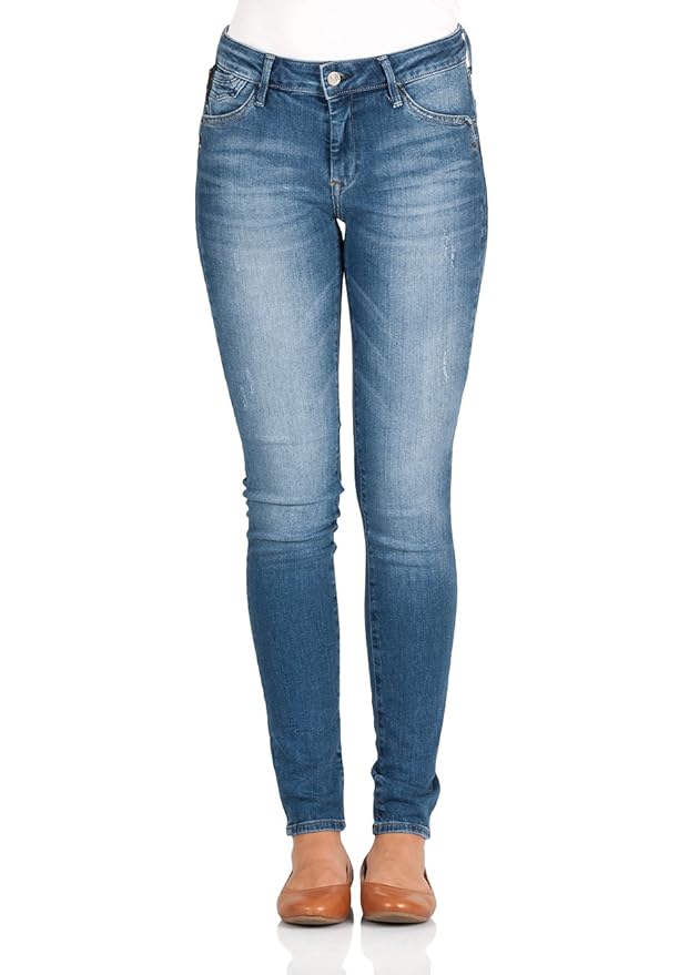 Mavi Damen Jeans Adriana - Super Skinny Fit - Blau - Mid Brushed Glam