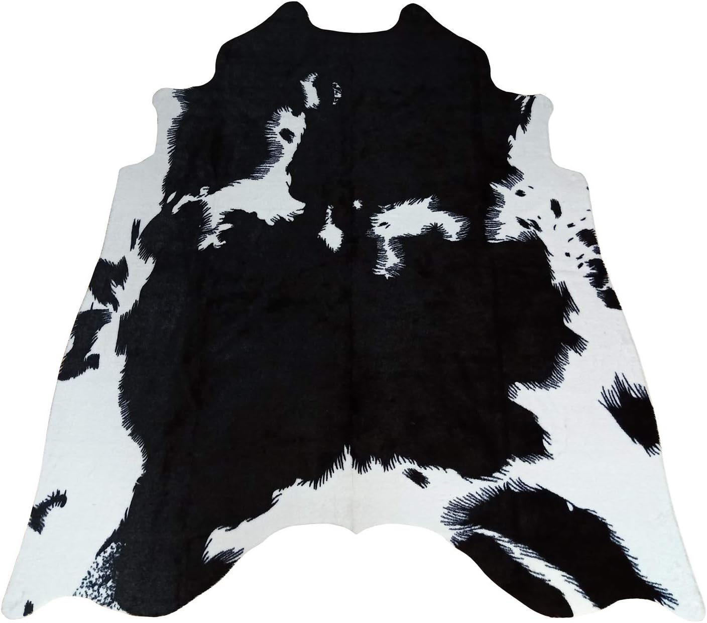 Faux Cowhide Rugs,4.6' x 5.2' Black and White Cow Skin Hide Area Rug