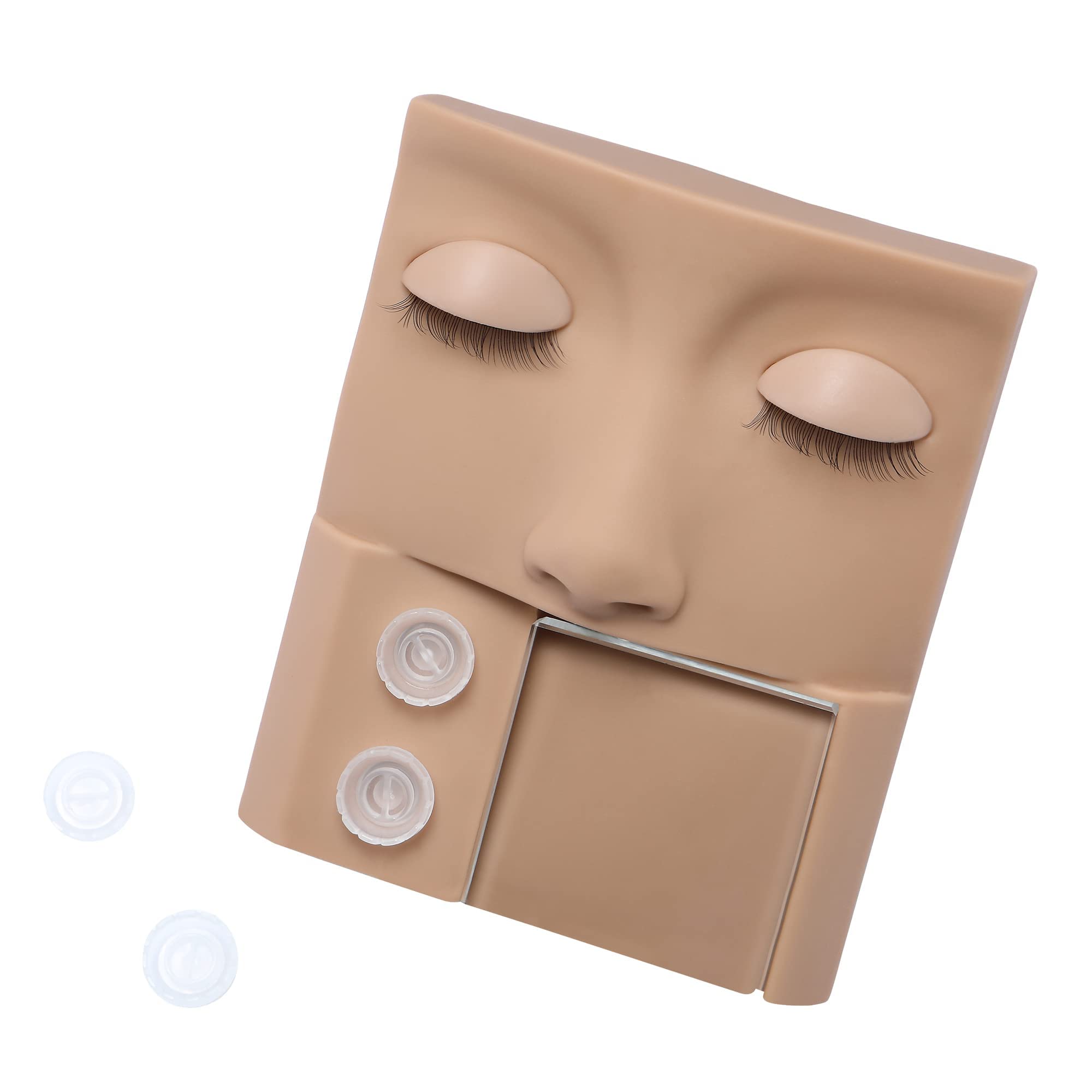 Lash Silicone Mannequin Head, Eyelash Extension Kit, Lash Extension Practice Replacement 3 in 1 Eyelids Removable Eyelids Silicone Eyelash Training Practice Makeup Practice Face Lash Plate