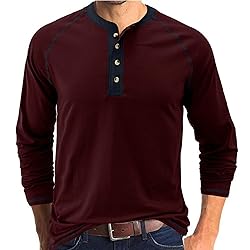 Qekoma Men's Fashion Henley Shirts Classic